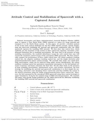 Attitude Control and Stabilization of Spacecraft with a Captured Asteroid