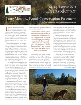 Newsletter Long Meadow Brook Conservation Easement by Tom Henderson with Linda and Heinrich Wurm