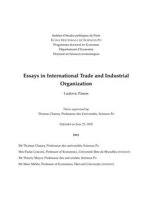 Essays in International Trade and Industrial Organization