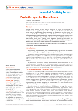 Psychotherapies for Dental Issues