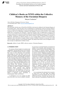 Children's Books on WWII Within the Collective Memory