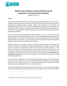 WASH Cluster Sanitation Technical Working Group Guidelines for Household Level Sanitation Updated October 2019
