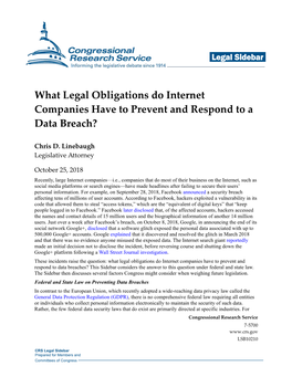 What Legal Obligations Do Internet Companies Have to Prevent and Respond to a Data Breach?