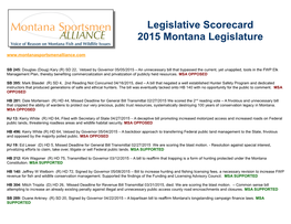 Legislative Scorecard 2015 Montana Legislature