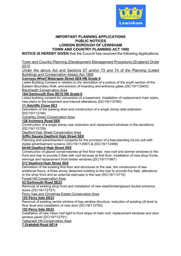 Important Planning Applications Public Notices