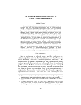 The Majoritarian Difficulty and Theories of Constitutional Decision Making