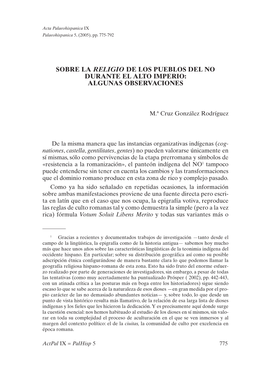 Sobre La Religio De Los Pueblos Del No Durante El Alto Imperio: Algunas Observaciones