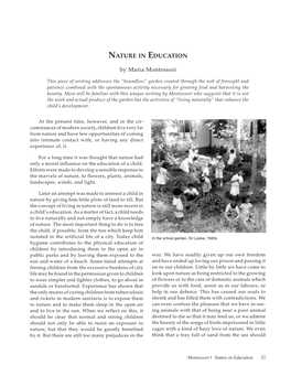 NATURE in EDUCATION by Maria Montessori