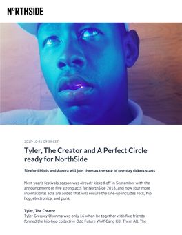 Tyler, the Creator and a Perfect Circle Ready for Northside