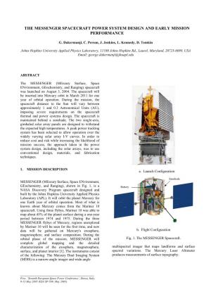 The Messenger Spacecraft Power System Design and Early Mission Performance