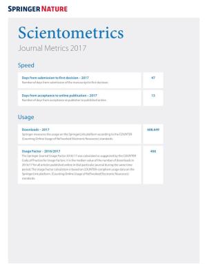 Scientometrics Journal Metrics 2017