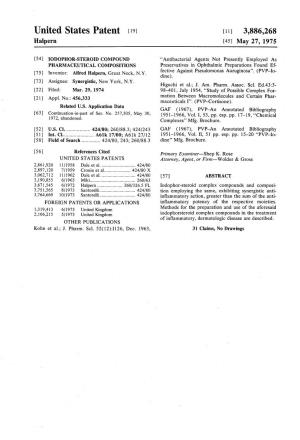 United States Patent (19) [11] 3,886,268 Halpern (45) May 27, 1975