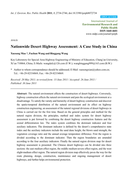 Nationwide Desert Highway Assessment: a Case Study in China