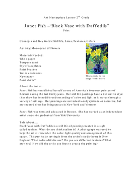 Janet Fish –“Black Vase with Daffodils” Print