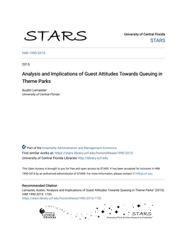 Analysis and Implications of Guest Attitudes Towards Queuing in Theme Parks