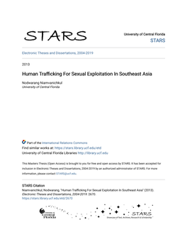 Human Trafficking for Sexual Exploitation in Southeast Asia