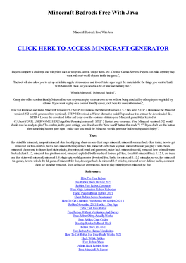 Minecraft Bedrock Free with Java