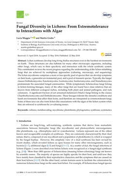 Fungal Diversity in Lichens: from Extremotolerance to Interactions with Algae