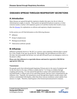 Diseases Spread Through Respiratory Secretions 1