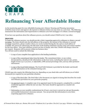 Refinancing Your Affordable Home