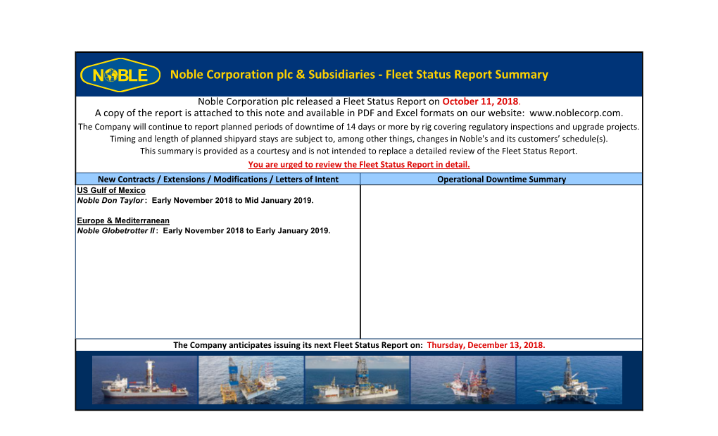 Noble Corporation Plc & Subsidiaries