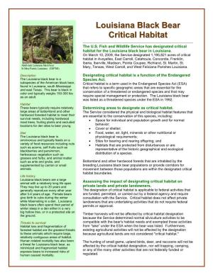 Louisiana Black Bear Critical Habitat