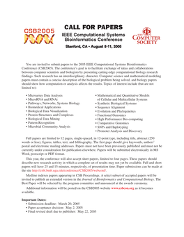 Call for Papers (Page 1)