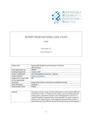 Report from National Case Study: India