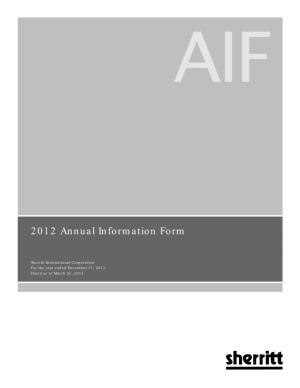 2011 Annual Information Form 2012 Annual Information Form