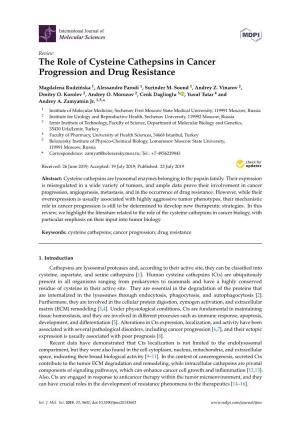 The Role of Cysteine Cathepsins in Cancer Progression and Drug Resistance