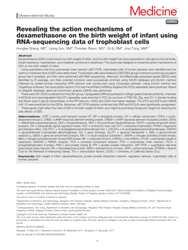 Revealing the Action Mechanisms of Dexamethasone on the Birth Weight
