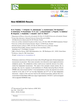 New NEMESIS Results Pos(ICRC2021)514 for WIMP 2 Mass Range