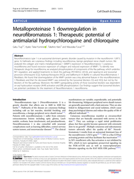 Metalloproteinase 1 Downregulation in Neurofibromatosis 1