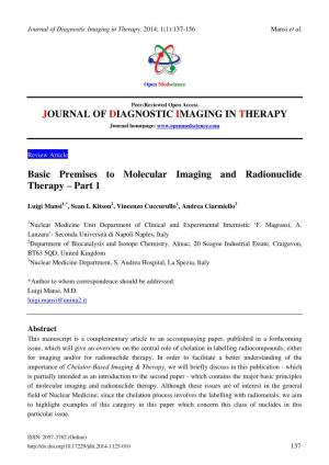 Basic Premises to Molecular Imaging and Radionuclide Therapy – Part 1