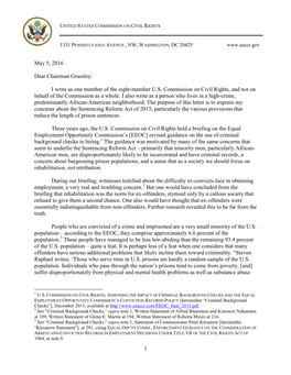 Letter to Chairman Grassley Re Sentencing Reform