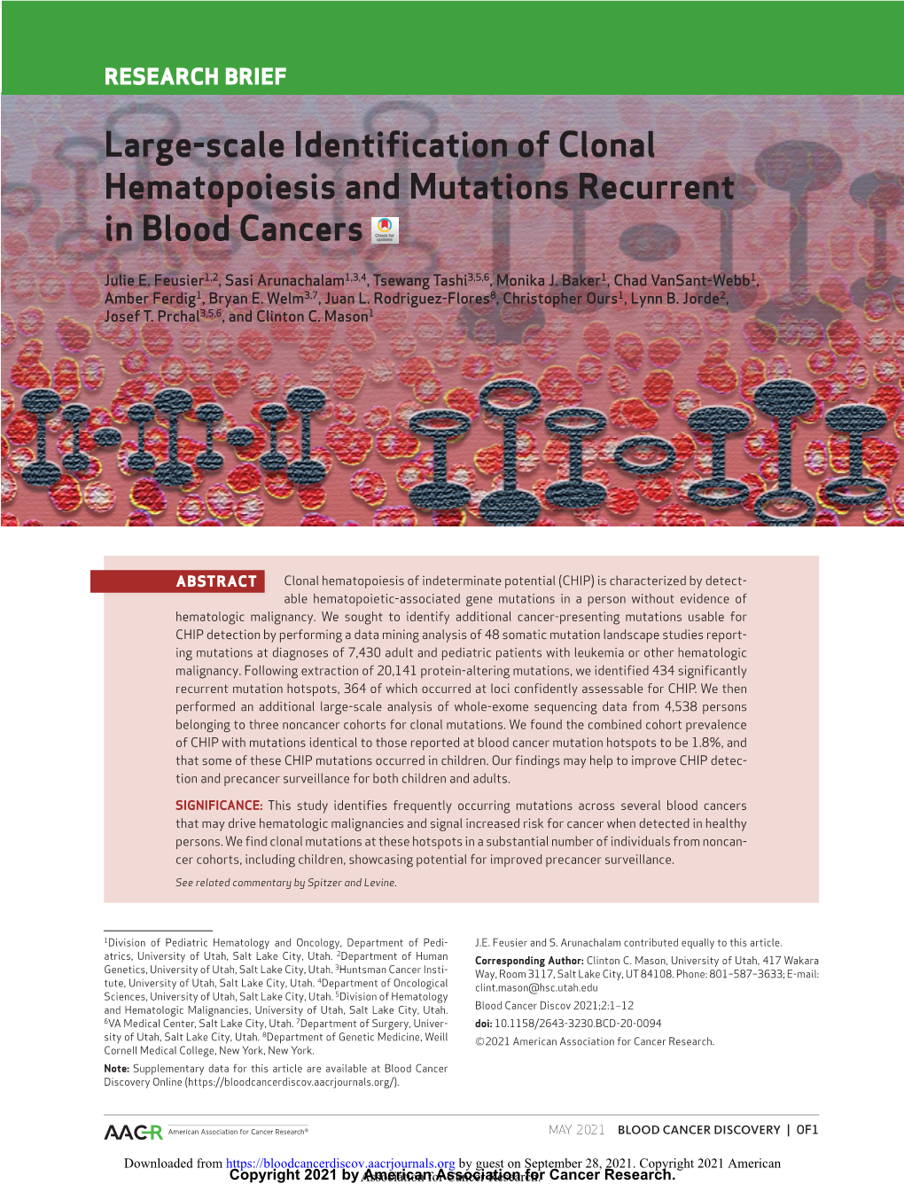 Large-Scale Identification of Clonal Hematopoiesis and Mutations Recurrent in Blood Cancers