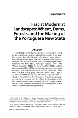 Fascist Modernist Landscapes: Wheat, Dams, Forests, and the Making of the Portuguese New State