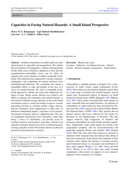 Capacities in Facing Natural Hazards: a Small Island Perspective
