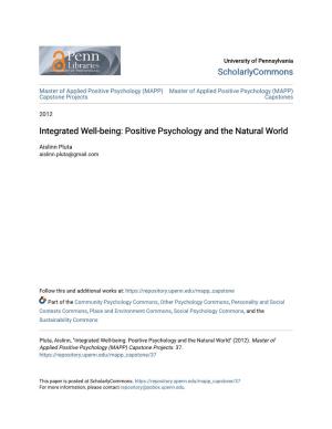 Integrated Well-Being: Positive Psychology and the Natural World