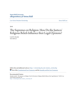 The Supremes on Religion: How Do the Justicesâ•Ž Religious Beliefs