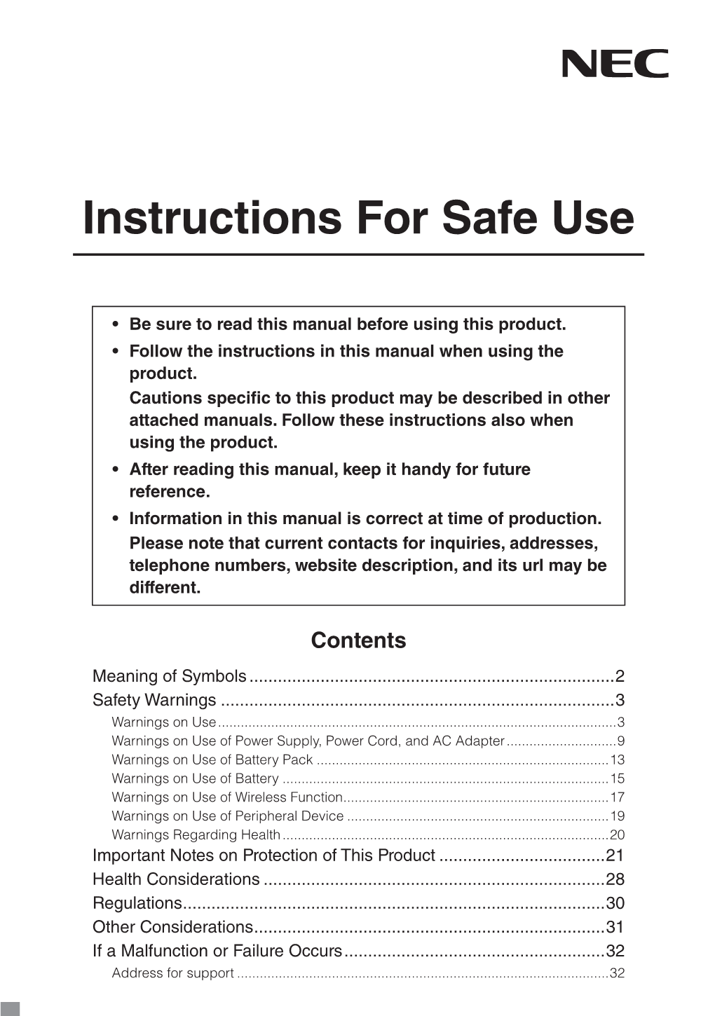 Instructions for Safe Use