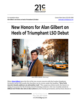 New Honors for Alan Gilbert on Heels of Triumphant LSO Debut
