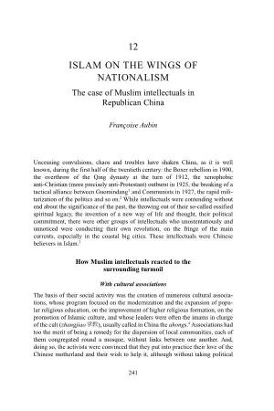 ISLAM on the WINGS of NATIONALISM the Case of Muslim Intellectuals in Republican China