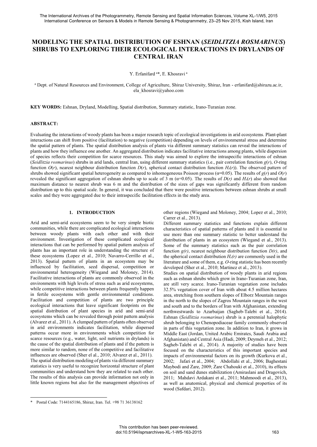 Modeling the Spatial Distribution of Eshnan (Seidlitzia Rosmarinus) Shrubs to Exploring Their Ecological Interactions in Drylands of Central Iran