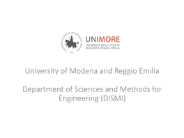 University of Modena and Reggio Emilia Department Of
