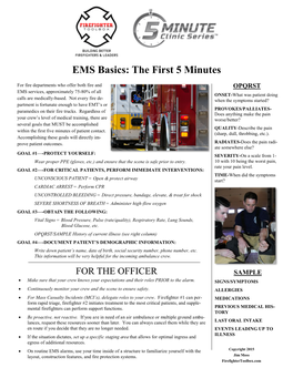 5 Minute EMS Clinic-The First Five Minutes V2