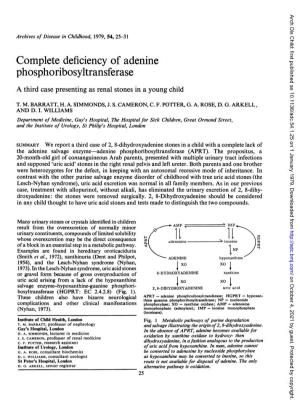 Complete Deficiency of Adenine Phosphoribosyltransferase