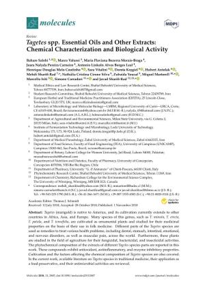 Tagetes Spp. Essential Oils and Other Extracts: Chemical Characterization and Biological Activity