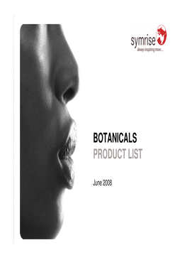 Symrise Botanicals Product List 06-2008