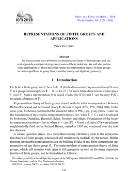 Representations of Finite Groups and Applications